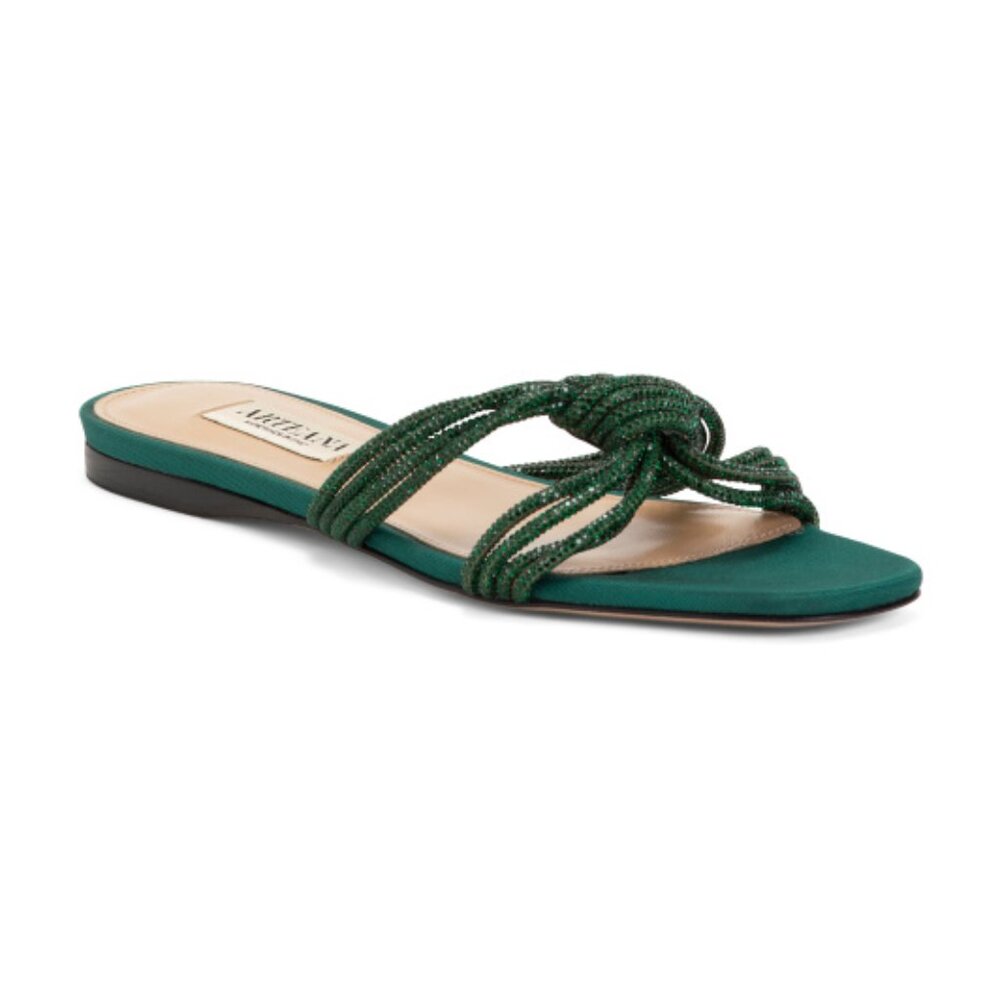 ARTEANA Cypress Made In Italy Handmade Capri Flat Crystal Slide Sandals